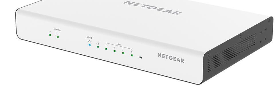 Der Netgear Insight Instant VPN Business Router BR500 besitzt einen WAN- und vier LAN-Gigabit-Ethernet-Ports. Der Netgear Insight Instant VPN Business Router BR500 besitzt einen WAN- und vier LAN-Gigabit-Ethernet-Ports.
