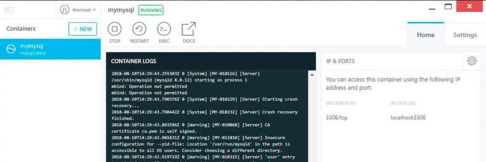 Mit Kitematic lassen sich auch per CLI gestartete Container ansteuern. Mit Kitematic lassen sich auch per CLI gestartete Container ansteuern.
