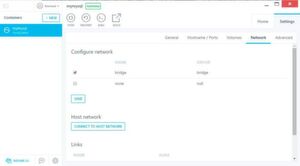 Ein Container muss sich für eine korrekte Netzwerk-Anbindung im Bridge-Modus befinden. Ein Container muss sich für eine korrekte Netzwerk-Anbindung im Bridge-Modus befinden.