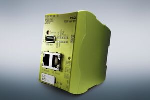 Die Pilz Security Bridge wird innerhalb eines Firmennetzwerks eingesetzt und verhindert unerlaubten Zugriff auf Steuerungen. Die Pilz Security Bridge wird innerhalb eines Firmennetzwerks eingesetzt und verhindert unerlaubten Zugriff auf Steuerungen.