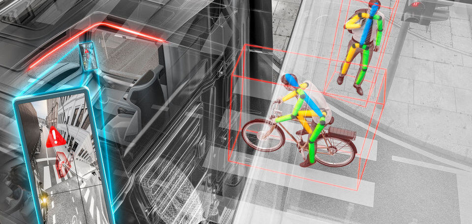 Mittels künstlicher Intelligenz will Automobilzulieferer Continental das Rechtsabbiegen von Lkw sicherer machen. Mittels künstlicher Intelligenz will Automobilzulieferer Continental das Rechtsabbiegen von Lkw sicherer machen.