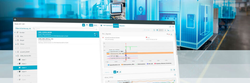Über die MindSphere Applikation Manage MyMachines erhalten Maschinenhersteller und -betreiber cloudbasiert einen Einstieg in das Thema Condition Monitoring und einen Überblick über die wichtigsten Daten und Betriebszustände angebundener Maschinen. Über die MindSphere Applikation Manage MyMachines erhalten Maschinenhersteller und -betreiber cloudbasiert einen Einstieg in das Thema Condition Monitoring und einen Überblick über die wichtigsten Daten und Betriebszustände angebundener Maschinen.