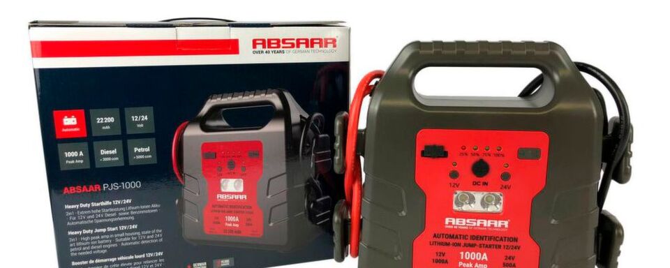 Der Lieferumfang beinhaltet an der Starthilfe fixierte Batterieklemmen und ein Netzteil für 230V. Der Lieferumfang beinhaltet an der Starthilfe fixierte Batterieklemmen und ein Netzteil für 230V.