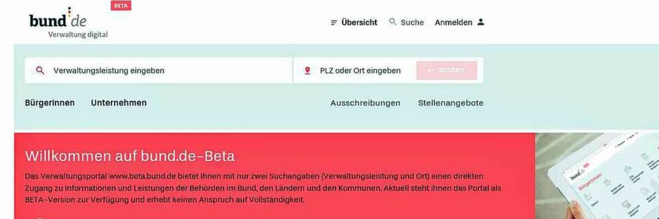 Hereinspaziert! Die Beta-Version des Verwaltungsportals des Bundes ist online Hereinspaziert! Die Beta-Version des Verwaltungsportals des Bundes ist online