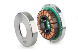 One of the "EC frameless 90 flat, brushless, 260 W" drive units from Maxon Motor that is installed in the wheels. One of the "EC frameless 90 flat, brushless, 260 W" drive units from Maxon Motor that is installed in the wheels.