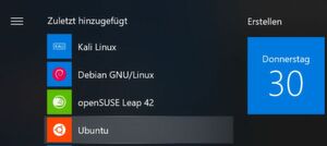 Alle Linux-Distros hängen sich ins Startmenü ein und lassen sich wie jede App einfach starten und beenden. Alle Linux-Distros hängen sich ins Startmenü ein und lassen sich wie jede App einfach starten und beenden.