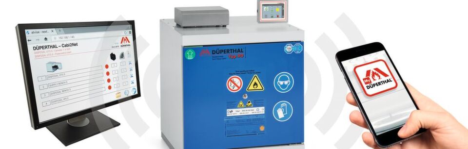 Fig.1: A safe view of the hazardous substances: Storage can be monitored with the aid of an app or a PC. Fig.1: A safe view of the hazardous substances: Storage can be monitored with the aid of an app or a PC.