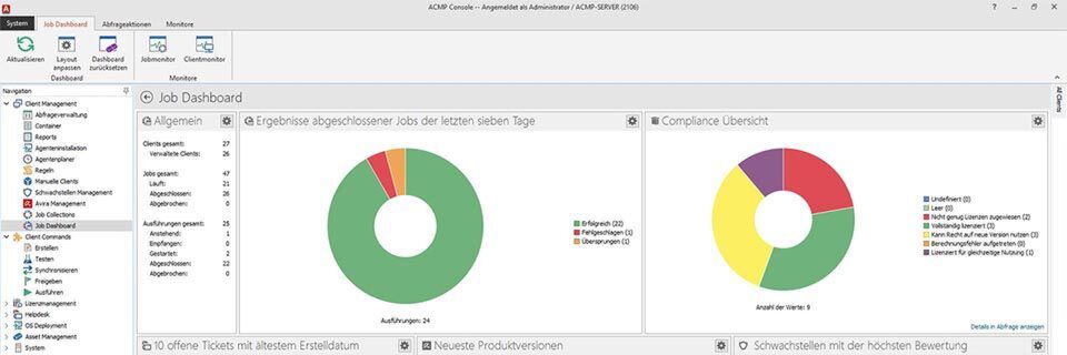 Die dynamischen Dashboards der ACMP-5.4-Suite lassen sich individuell an die jeweiligen Points of Interest anpassen. Die dynamischen Dashboards der ACMP-5.4-Suite lassen sich individuell an die jeweiligen Points of Interest anpassen.