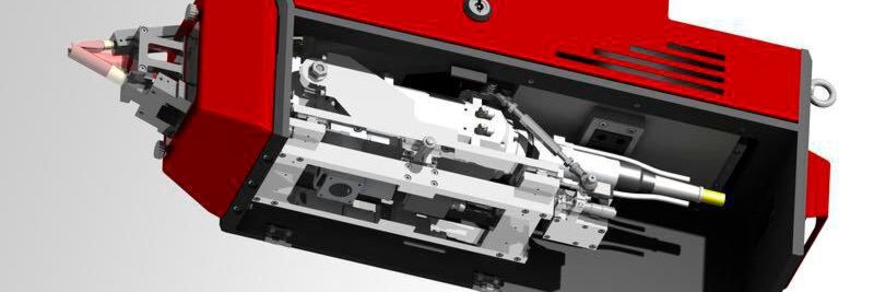 Bearbeitungskopf LMD-W-20-L zum drahtbasierten Laserauftragschweißen wurde vom Fraunhofer IPT entwickelt und ist auf der Formnext 2018 zu sehen. Bearbeitungskopf LMD-W-20-L zum drahtbasierten Laserauftragschweißen wurde vom Fraunhofer IPT entwickelt und ist auf der Formnext 2018 zu sehen.