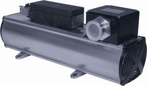 The compact gas-tight Vasf 1.50 side channel blower with an integrated frequency converter. The compact gas-tight Vasf 1.50 side channel blower with an integrated frequency converter.