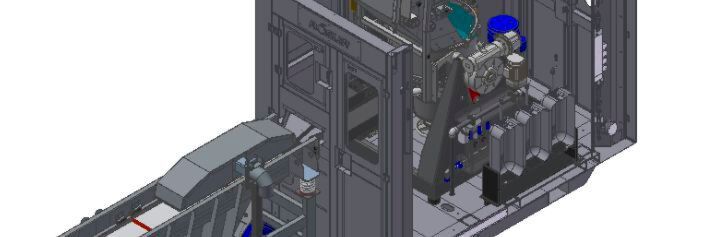 Konstruktionszeichnung des Coin Blanks Finishing Centers mit Trockner. Konstruktionszeichnung des Coin Blanks Finishing Centers mit Trockner.