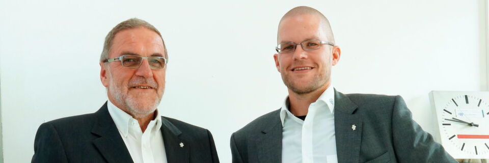 Markus Echtermeyer (rechts) stellt sich auf der Messe als Nachfolger seines Vaters Peter Echtermeyer vor. Markus Echtermeyer (rechts) stellt sich auf der Messe als Nachfolger seines Vaters Peter Echtermeyer vor.