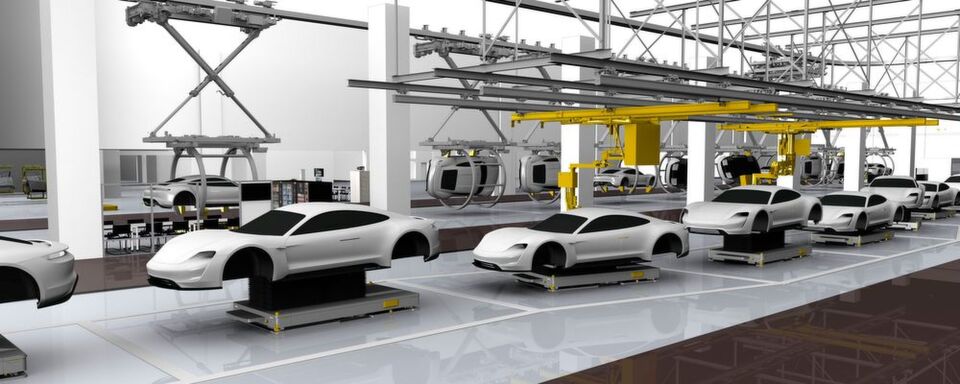 Vor allem in der Produktion nutzt Porsche den Start des rein elektrischen Modells Taycan für große Veränderungen. Vor allem in der Produktion nutzt Porsche den Start des rein elektrischen Modells Taycan für große Veränderungen.
