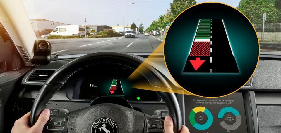 Das Assistenzsystem hilft unter anderem beim Linksabbiegen und signalisiert dem Fahrer, wann dieser die gefahrlos abbiegen kann. Das Assistenzsystem hilft unter anderem beim Linksabbiegen und signalisiert dem Fahrer, wann dieser die gefahrlos abbiegen kann.