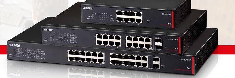 Die Managed und Unmanaged Multi-Port-Gigabit-Switches von Buffalo stecken in Metallgehäusen. Die Managed und Unmanaged Multi-Port-Gigabit-Switches von Buffalo stecken in Metallgehäusen.