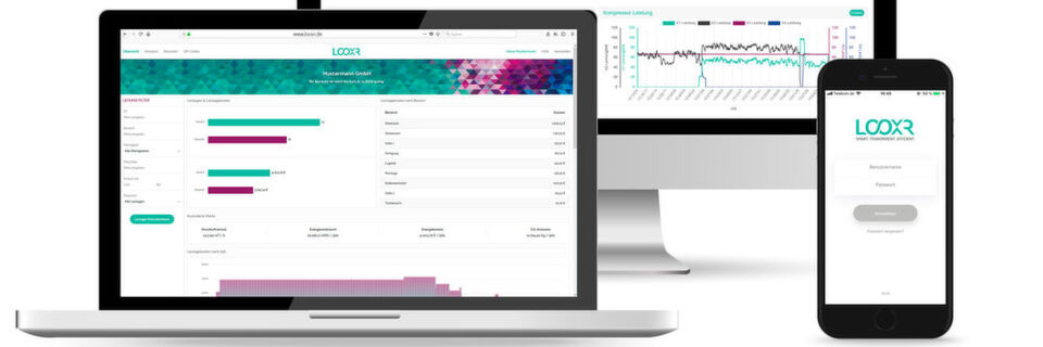 Das Einsparpotential von Druckluftanlagen liegt bei bis zu 50 % – mit der Looxr-App soll das Potential aufgezeigt und ausgeschöpft werden können. Das Einsparpotential von Druckluftanlagen liegt bei bis zu 50 % – mit der Looxr-App soll das Potential aufgezeigt und ausgeschöpft werden können.