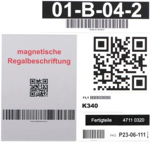 Die „GraviFlex“-Magnetfolien lassen sich mit Text, Barcodes oder Matrixcodes einsatzspezifisch bedrucken. Die „GraviFlex“-Magnetfolien lassen sich mit Text, Barcodes oder Matrixcodes einsatzspezifisch bedrucken.