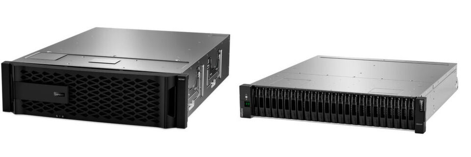 Die Storage-Lösungen von Lenovo auf Netapp-Basis umfassen insgesamt zehn Geräte. Dazu gehören die DE6000- und die DH7000-Modelle, jeweils als Hybrid- und als All-Flash-Variante. Die Storage-Lösungen von Lenovo auf Netapp-Basis umfassen insgesamt zehn Geräte. Dazu gehören die DE6000- und die DH7000-Modelle, jeweils als Hybrid- und als All-Flash-Variante.