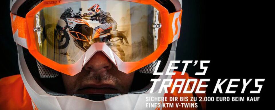Die KTM Sonderaktion Let's Trade Keys geht bis Ende März 2019 in die zweite Runde. Die KTM Sonderaktion Let's Trade Keys geht bis Ende März 2019 in die zweite Runde.