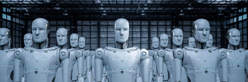 In naher Zukunft können Roboter via Mobilfunk miteinander kommunizieren und im Kollektiv neue Fähigkeiten erlernen – selbstständig und ganz ohne die Kontrolle der Menschen. In naher Zukunft können Roboter via Mobilfunk miteinander kommunizieren und im Kollektiv neue Fähigkeiten erlernen – selbstständig und ganz ohne die Kontrolle der Menschen.