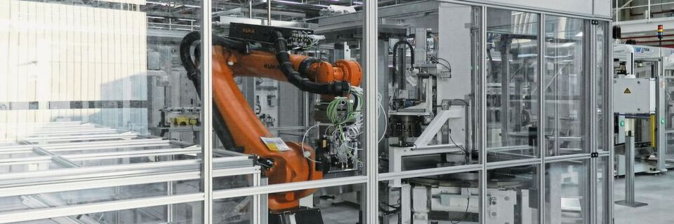 Eine Fertigungslinie zur Endmontage von Automatikgetrieben bei Volkswagen. Eine Fertigungslinie zur Endmontage von Automatikgetrieben bei Volkswagen.