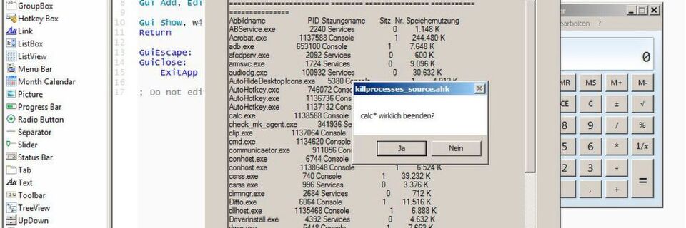 In Kombination mit AutoGUI und AutoHotkey ist es recht einfach möglich, Systemkommandos mit einer GUI zu versehen. In Kombination mit AutoGUI und AutoHotkey ist es recht einfach möglich, Systemkommandos mit einer GUI zu versehen.