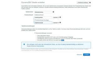 Für unseren Metadaten-Index benötigen wir zunächst eine DynamoDB-Tabelle. Für unseren Metadaten-Index benötigen wir zunächst eine DynamoDB-Tabelle.