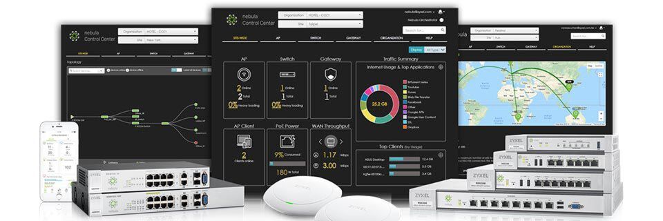 Das Nebula-Sortiment umfasst Cloud-Management, Access Points, Switches und Security-Gateways. Das Nebula-Sortiment umfasst Cloud-Management, Access Points, Switches und Security-Gateways.