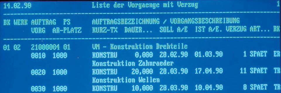 Auch SAP-Systeme veralten (hier ein Screenshot aus dem Jahre 1990) und müssen erneuert werden – aktuell steht der Umstieg auf das In-Memory-Zeitalter an. Auch SAP-Systeme veralten (hier ein Screenshot aus dem Jahre 1990) und müssen erneuert werden – aktuell steht der Umstieg auf das In-Memory-Zeitalter an.