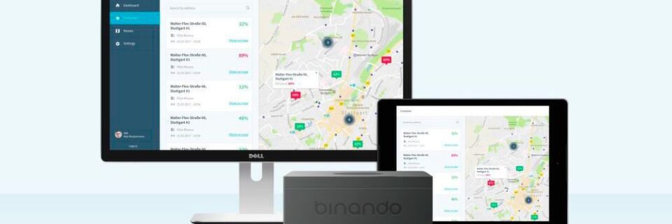 Stündlich misst ein Sensormodul per Ultraschallsignal, wie voll der Behälter ist. Bei Erreichen der Kapazitätsgrenze wird in einer Backend-Plattform ein Sammelauftrag ausgelöst. Die Abholroute wird dann mit einem Algorithmus, der Verkehrs- und Wetterdaten berücksichtigt, geplant und per App an das Smartphone oder Tablet des Fahrers gesendet. Stündlich misst ein Sensormodul per Ultraschallsignal, wie voll der Behälter ist. Bei Erreichen der Kapazitätsgrenze wird in einer Backend-Plattform ein Sammelauftrag ausgelöst. Die Abholroute wird dann mit einem Algorithmus, der Verkehrs- und Wetterdaten berücksichtigt, geplant und per App an das Smartphone oder Tablet des Fahrers gesendet.