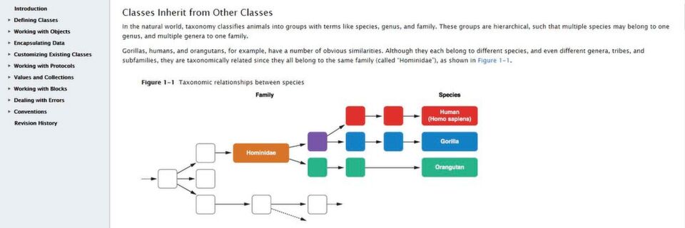 Die Objective-C-Dokumentation im Developer-Bereich von Apple beschreibt sehr anschaulich das Konzept der Objektorientierung und die Programmiersprache selbst. Die Objective-C-Dokumentation im Developer-Bereich von Apple beschreibt sehr anschaulich das Konzept der Objektorientierung und die Programmiersprache selbst.