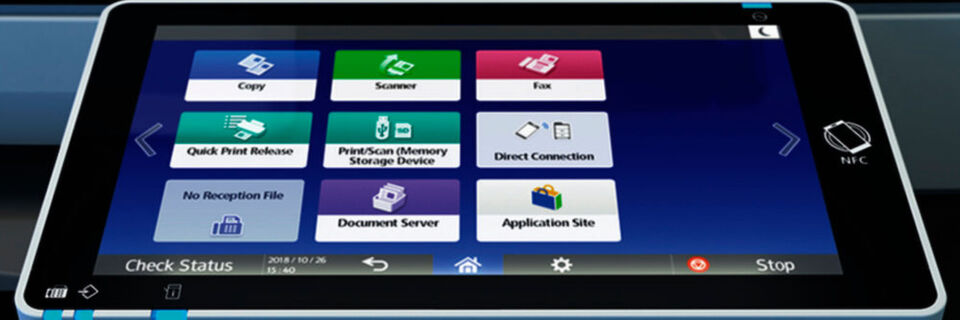 Die Multifunktionsdrucker der IM-C-Serie von Ricoh sind mit einem Smart Operation Panel ausgestattet, das über einen schnelleren Prozessor verfügt. Die Multifunktionsdrucker der IM-C-Serie von Ricoh sind mit einem Smart Operation Panel ausgestattet, das über einen schnelleren Prozessor verfügt.