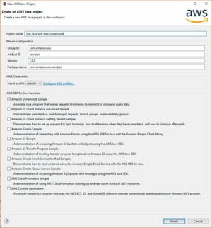 Über die Eclipse-Umgebung lässt sich der Sample-Code für ein Java-DynamoDB-Projekt laden. Über die Eclipse-Umgebung lässt sich der Sample-Code für ein Java-DynamoDB-Projekt laden.