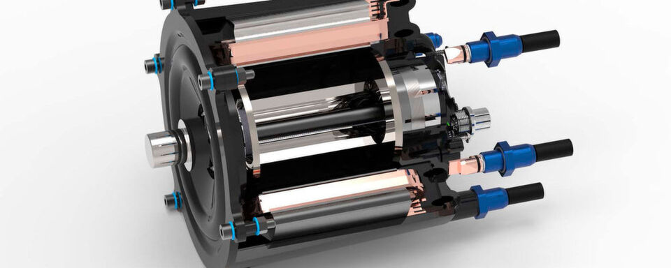 Die Kunststoffbauweise des E-Motors soll Gewicht sparen. Die Kunststoffbauweise des E-Motors soll Gewicht sparen.
