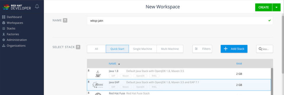 Red Hat CodeReady Workspaces läuft in einem Kubernetes-Cluster und verwaltet Code, Abhängigkeiten und Artefakte in OpenShift-Pods und Containern. Red Hat CodeReady Workspaces läuft in einem Kubernetes-Cluster und verwaltet Code, Abhängigkeiten und Artefakte in OpenShift-Pods und Containern.