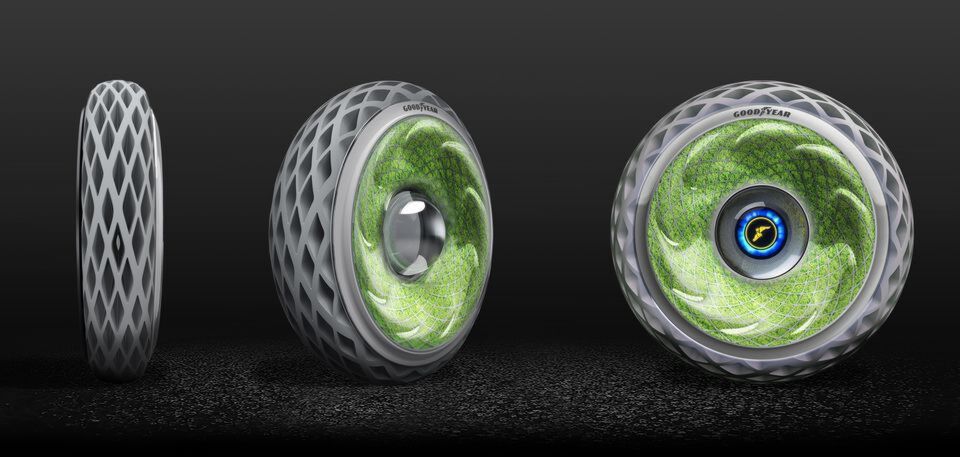 Für eine neue, sauberere und komfortablere Mobilität werden neue Konzeptreifen enwickelt. Goodyear stellte letztes Jahr exemplarisch seinen "Oyxgene" auf dem Genfer Autosalon vor. Für eine neue, sauberere und komfortablere Mobilität werden neue Konzeptreifen enwickelt. Goodyear stellte letztes Jahr exemplarisch seinen "Oyxgene" auf dem Genfer Autosalon vor.