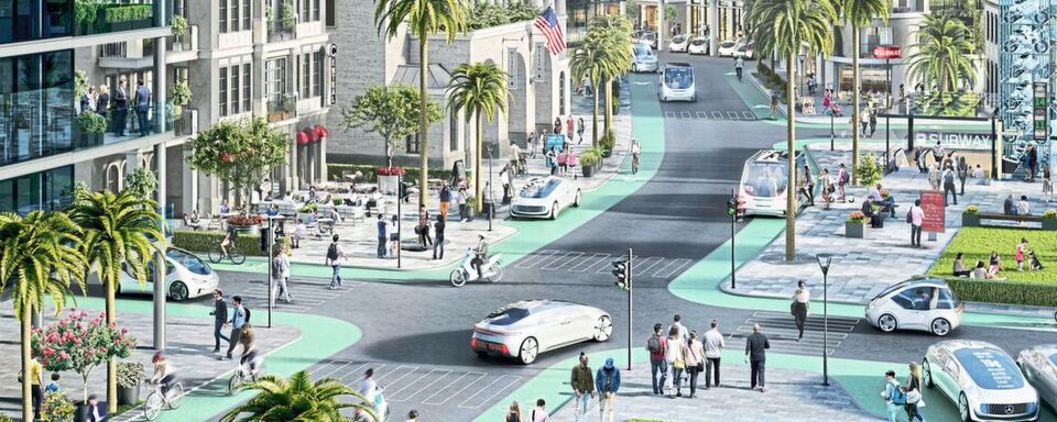Automatisierte Elektroautos und Shuttles werden das Stadtbild in Zukunft prägen. Automatisierte Elektroautos und Shuttles werden das Stadtbild in Zukunft prägen.