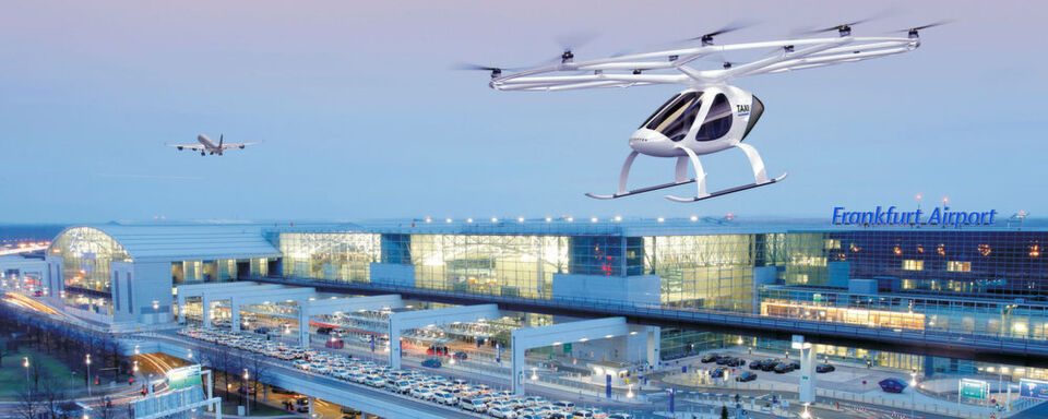 In wenigen Jahren könnten Volocopter Fluggäste aus der Frankfurter Metropolregion zum Flughafen fliegen. In wenigen Jahren könnten Volocopter Fluggäste aus der Frankfurter Metropolregion zum Flughafen fliegen.