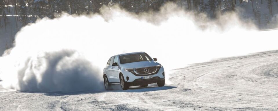 Der Mercedes-Benz EQC 400 wurde im nordschwedischen Arvidsjaur unter harten Bedingungen getestet Der Mercedes-Benz EQC 400 wurde im nordschwedischen Arvidsjaur unter harten Bedingungen getestet