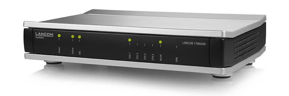 Der Lancom 1790VAW bietet VPN-Standortvernetzung in Kombination mit 11ac-WLAN (Wi-Fi 5). Der Lancom 1790VAW bietet VPN-Standortvernetzung in Kombination mit 11ac-WLAN (Wi-Fi 5).