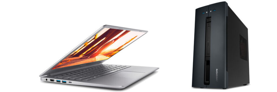 Das 15,6-Zoll-Notebook Medion Akoya P6645 ist mit einem Intel Core i5-8265U ausgestattet. Beim Multimedia-PC P32010 kommt AMD zum Zug: Hier ist ein Ryzen 5 2400G für Rechen- und Grafikleistung zuständig. Das 15,6-Zoll-Notebook Medion Akoya P6645 ist mit einem Intel Core i5-8265U ausgestattet. Beim Multimedia-PC P32010 kommt AMD zum Zug: Hier ist ein Ryzen 5 2400G für Rechen- und Grafikleistung zuständig.