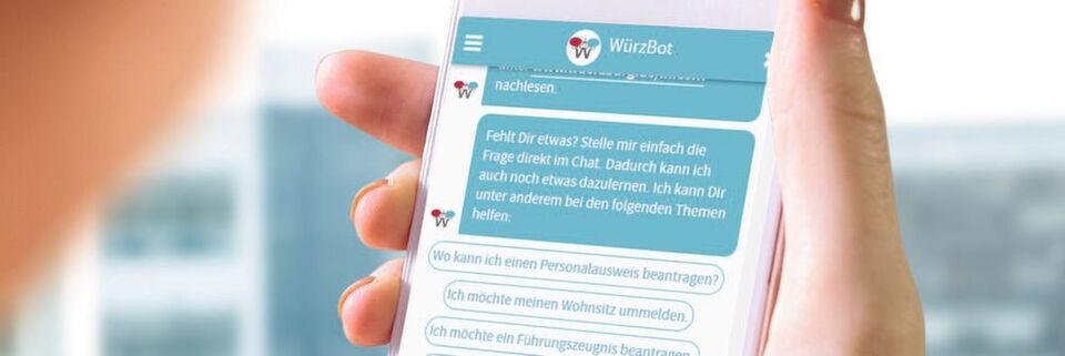 Die Stadt Würzburg setzt einen Chatbot für Fragen rund ums Meldewesen ein Die Stadt Würzburg setzt einen Chatbot für Fragen rund ums Meldewesen ein