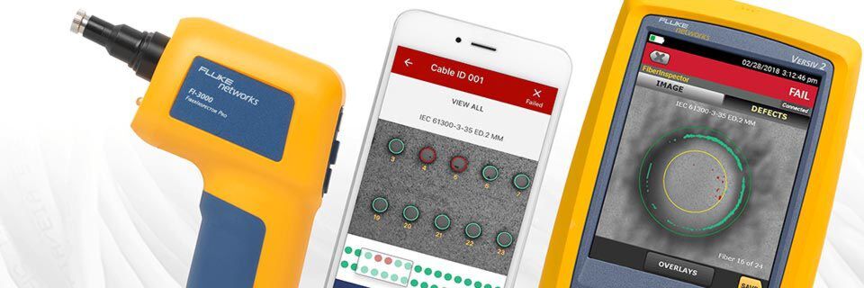 Der FI-3000 FiberInspector Pro arbeitet mit iOS- oder Android-Geräten über die FI-IN-App, künftig auch mit dem Versiv-Kabelzertifizierungssystem. Der FI-3000 FiberInspector Pro arbeitet mit iOS- oder Android-Geräten über die FI-IN-App, künftig auch mit dem Versiv-Kabelzertifizierungssystem.