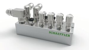 Zum Durasense-Portfolio gehört auch die Auswerteelektronik zum Anschluss von bis zu sieben Sensoren zur optimalen Überwachung des Schmierzustands von INA-Profilschienenführungen. Zum Durasense-Portfolio gehört auch die Auswerteelektronik zum Anschluss von bis zu sieben Sensoren zur optimalen Überwachung des Schmierzustands von INA-Profilschienenführungen.