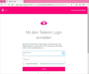 Das HTTPS-gesicherte Web-Interface des Telekom-Cloud-Speichers „Magentacloud“. Das HTTPS-gesicherte Web-Interface des Telekom-Cloud-Speichers „Magentacloud“.