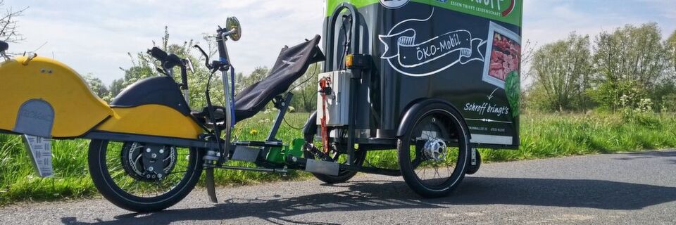Von RM Customs für den Edeka-Center Schroff, Kleve, in Unterflurbauweise maßgeschneidert konstruiertes und gefertigtes Lastenfahrrad mit Elektroantrieb und hydraulischem Bremszylinder Von RM Customs für den Edeka-Center Schroff, Kleve, in Unterflurbauweise maßgeschneidert konstruiertes und gefertigtes Lastenfahrrad mit Elektroantrieb und hydraulischem Bremszylinder