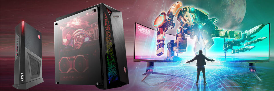 Die Bandbreite der Gaming-PCs, die MSI nun mit Intel-Prozessoren der neunten Core-Generation ausstattet, reicht von den kompakten Trident-Modellen bis hin zu den großen Infinite-Towern mit Core-i9-Octacore-Prozessor. Die Bandbreite der Gaming-PCs, die MSI nun mit Intel-Prozessoren der neunten Core-Generation ausstattet, reicht von den kompakten Trident-Modellen bis hin zu den großen Infinite-Towern mit Core-i9-Octacore-Prozessor.
