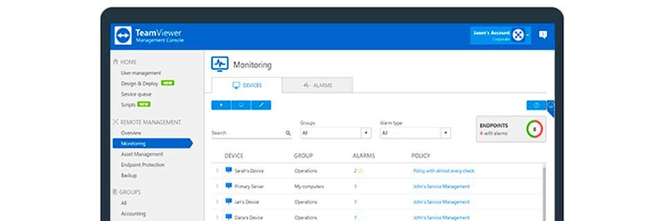 Das TeamViewer Remote Management ist in der Managementkonsole sichtbar und kann dort aktiviert werden. Das TeamViewer Remote Management ist in der Managementkonsole sichtbar und kann dort aktiviert werden.