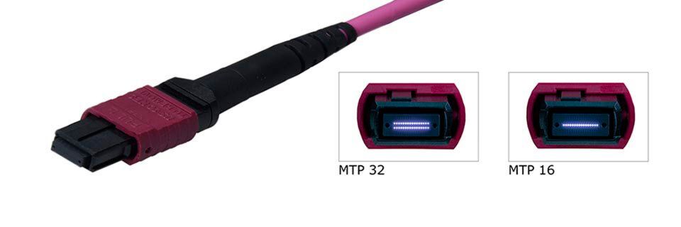 Die MPO-Steckverbinder der neuen Patch- und Trunkkabel von TDE bieten eine oder zwei Reihen mit jeweils 16 Fasern. Die MPO-Steckverbinder der neuen Patch- und Trunkkabel von TDE bieten eine oder zwei Reihen mit jeweils 16 Fasern.