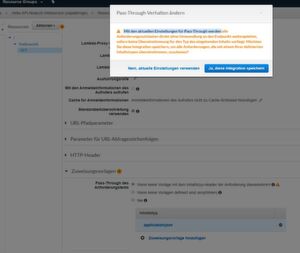 Da wir nicht den Inhalt von URL-Parametern oder HTTP-Headern ausgeben möchten, müssen wir das Pass-Through-Verhalten ändern. Da wir nicht den Inhalt von URL-Parametern oder HTTP-Headern ausgeben möchten, müssen wir das Pass-Through-Verhalten ändern.